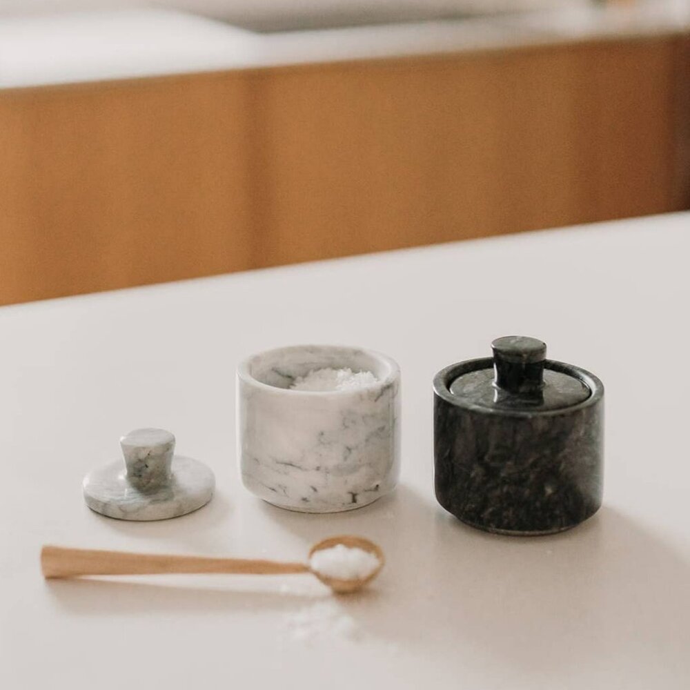Marble Salt Cellar Set with Lids